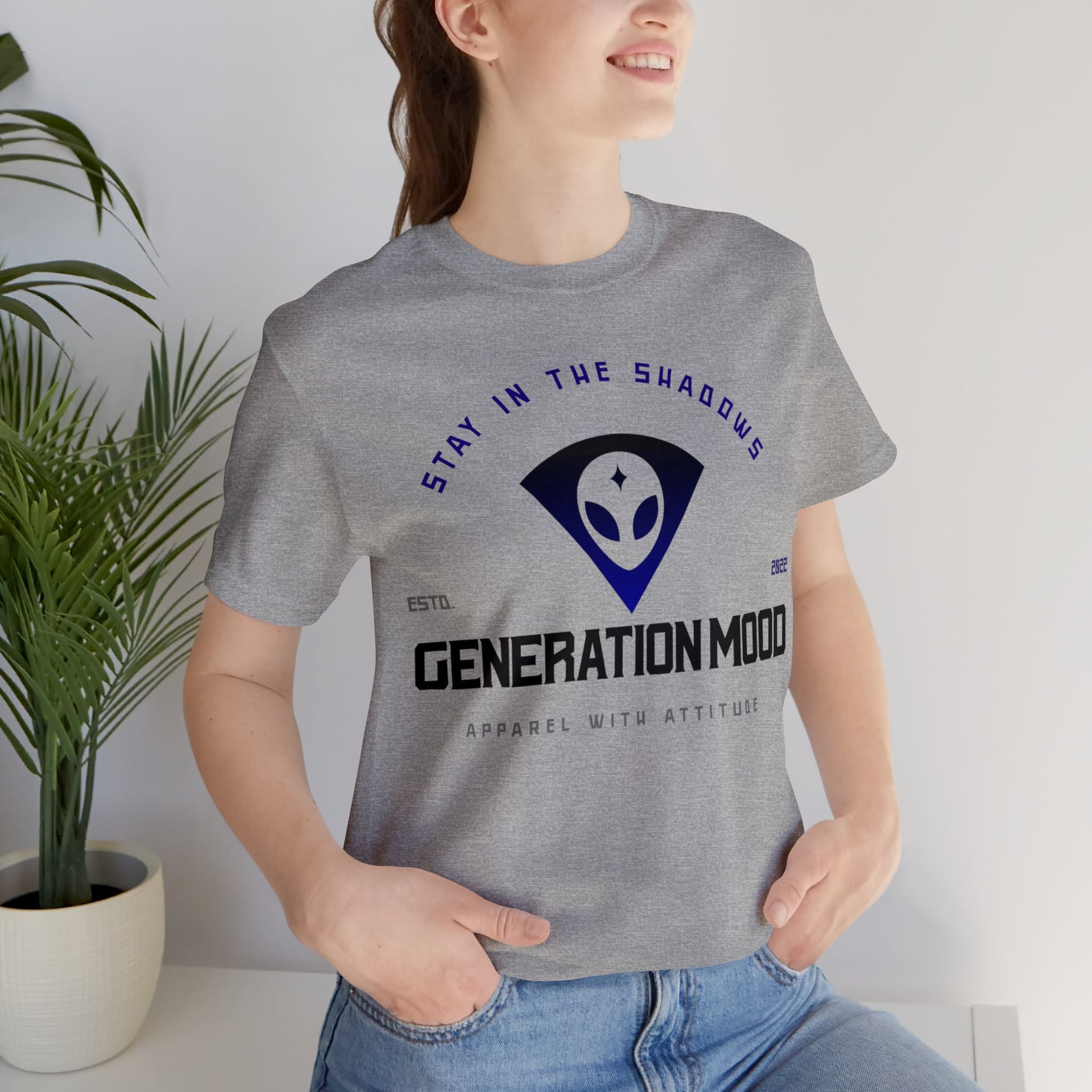 Are you ready to channel your inner cosmic wanderer? Our exclusive Generation Mood logo alien t-shirt combines nostalgia and a dash of intergalactic cool. Whether you are a believer in little beings or just love a good logo tee, this shirt is for you. In Grey