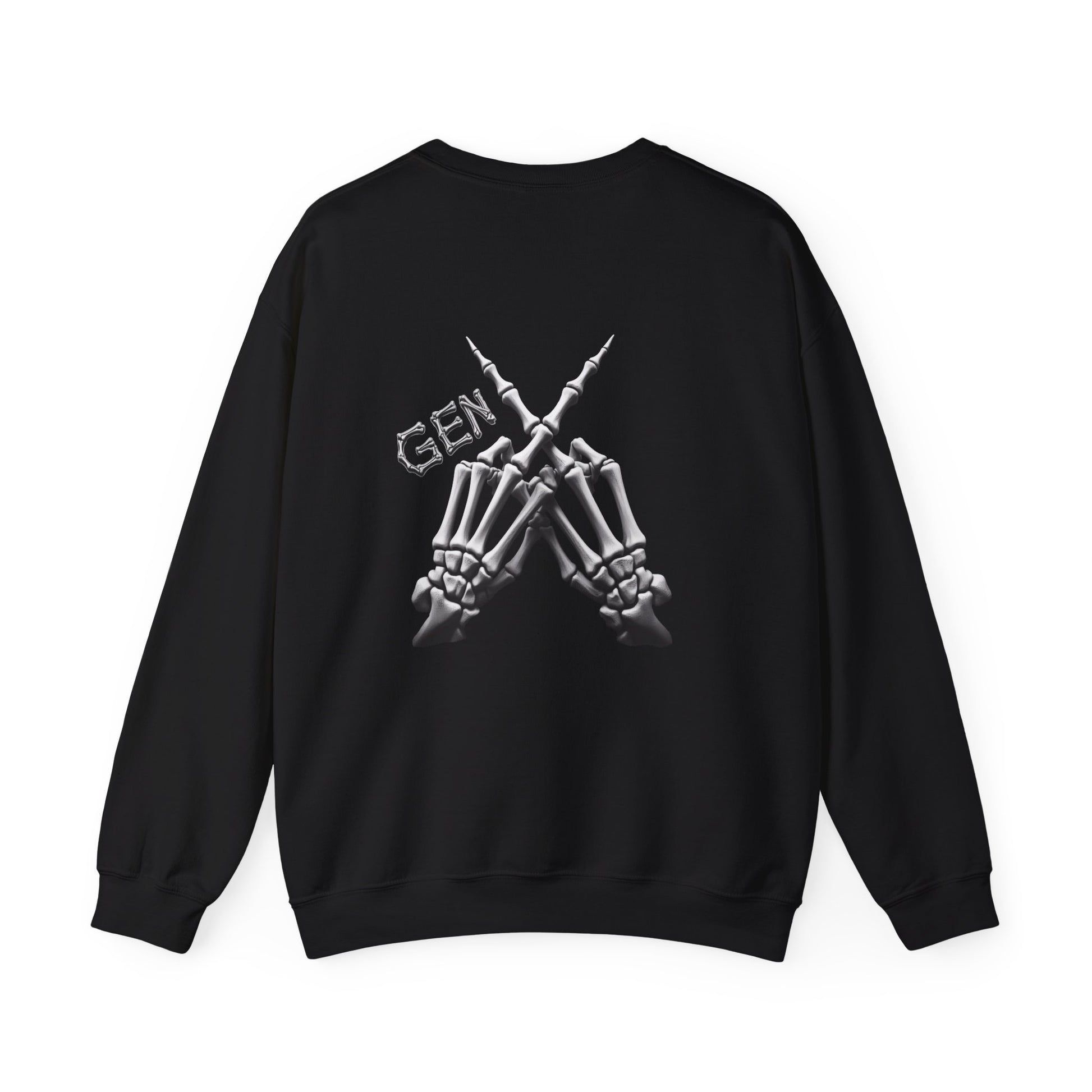 On the front, a skeletal middle finger throws shade (in the most epic way). But wait, there's more! On the back, two skeletal hands form an "X" with the fingers, declaring your place in "Gen X Forever". “Unleash Your Inner Rebel with Our Skeleton Hand Hoodie”