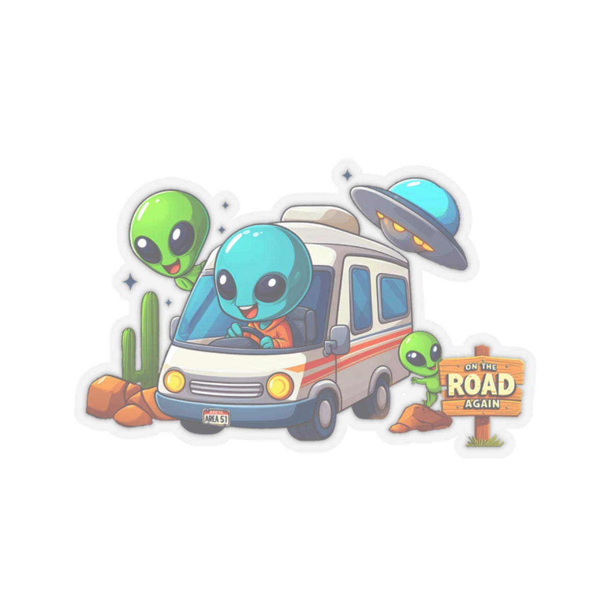Trans On the Road Again - Alien RV Adventure Sticker by Generation Mood
