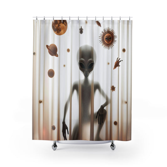 Cosmic Alien Shower Curtain ET Curtain