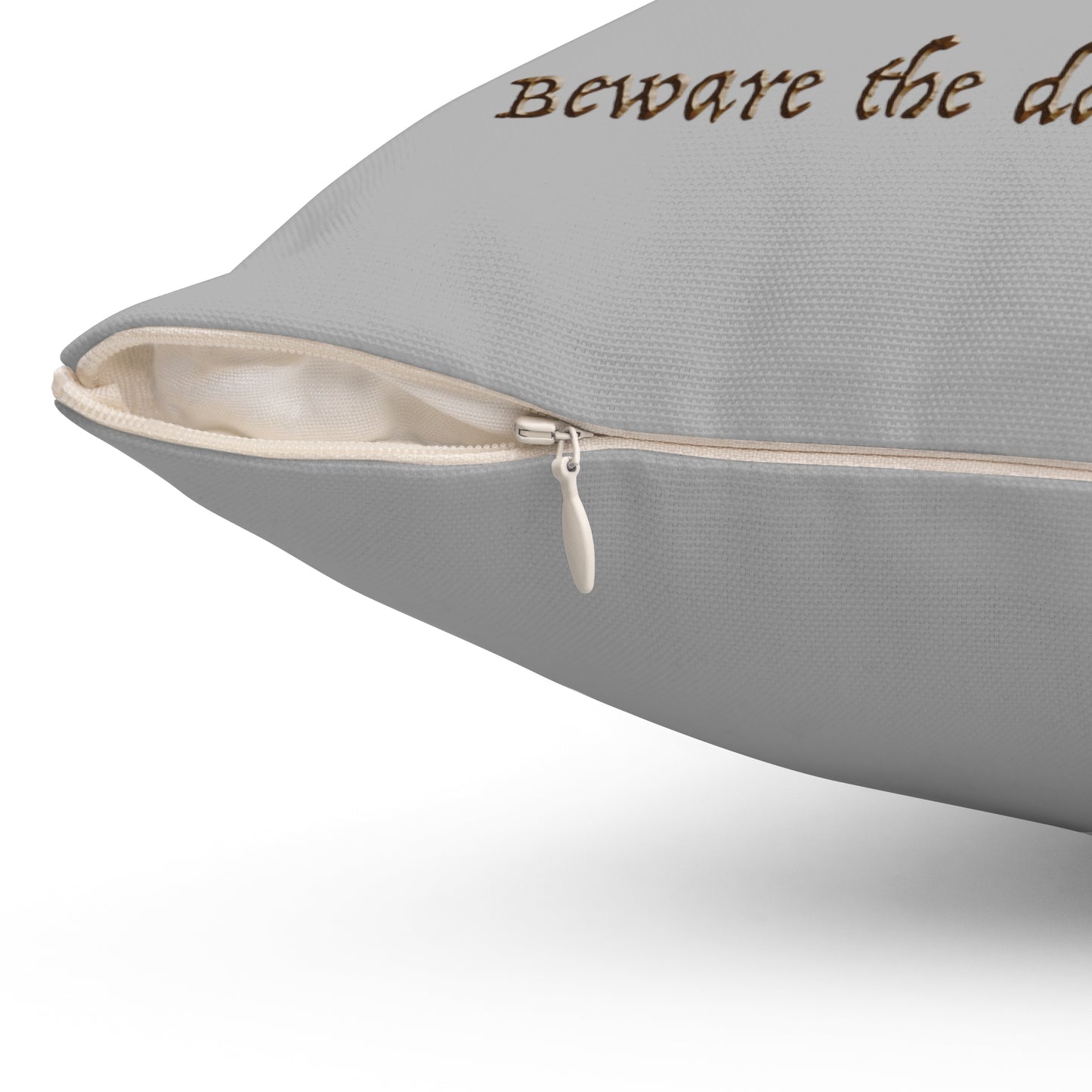 "Beware the Darkness Within" heart and keys edgy pillow zipper opening.