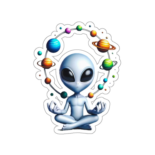Meditation in the Cosmos: Alien Sticker by Generation Mood