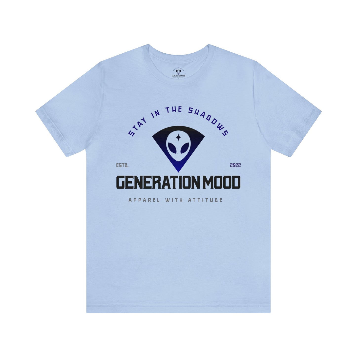 Are you ready to channel your inner cosmic wanderer? Our exclusive Generation Mood logo alien t-shirt combines nostalgia and a dash of intergalactic cool. Whether you are a believer in little beings or just love a good logo tee, this shirt is for you. In Lite Blue