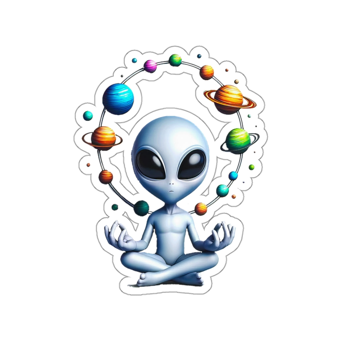 Meditation in the Cosmos: Alien Sticker by Generation Mood