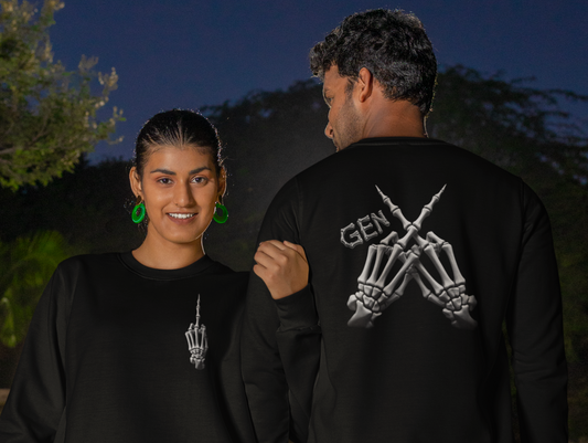 On the front, a skeletal middle finger throws shade (in the most epic way). But wait, there's more! On the back, two skeletal hands form an "X" with the fingers, declaring your place in "Gen X Forever". “Shop the Exclusive Gen X Forever Streetwear”